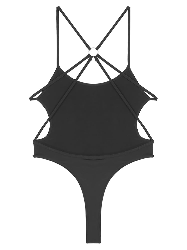 Jhaoyu Women Crisscross Back One Piece Swimsuit Bodysuit U